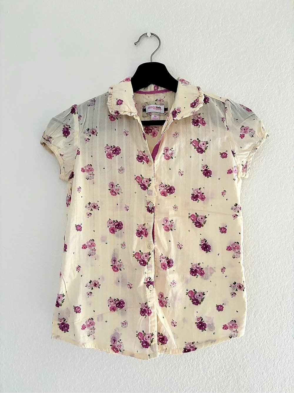 Genuine Kids from OshKosh Floral Cotton Button-Up Shirt Girls Size 10